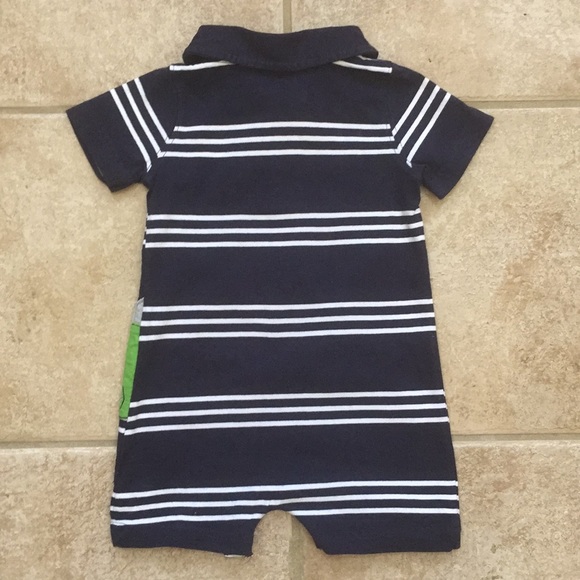 Carter's Boys Dinosaur Striped Polo Romper Jumper - Picture 7 of 8